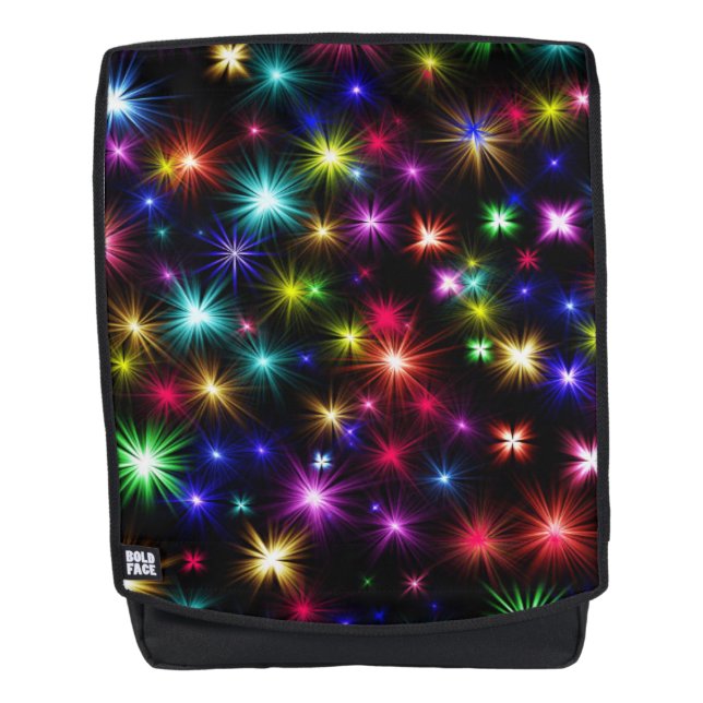 Bright Rainbow Sparkles, Stars & Fireworks Backpack (Front)