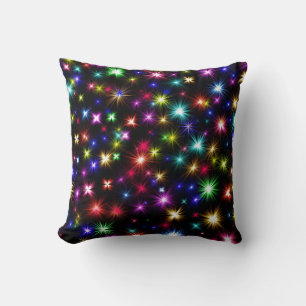 Bright Rainbow Sparkles, Stars & Fireworks Cushion