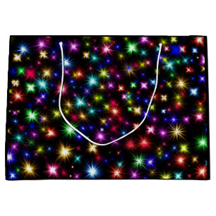 Bright Rainbow Sparkles, Stars & Fireworks Large Gift Bag