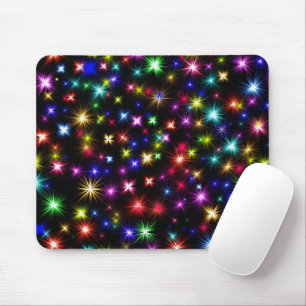Bright Rainbow Sparkles, Stars & Fireworks Mouse Mat