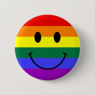 Bright Rainbow Stripe Face 6 Cm Round Badge