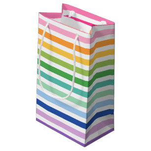 Bright Rainbow Stripe Pattern Small Gift Bag