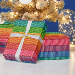 Bright Rainbow Striped Pattern Wrapping Paper