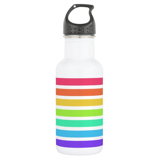 Bright rainbow stripes 532 ml water bottle (Front)