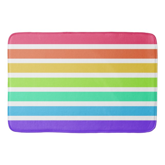 Bright rainbow stripes bath mat (Front)