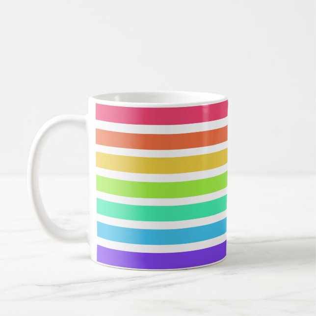 Bright rainbow stripes coffee mug (Left)