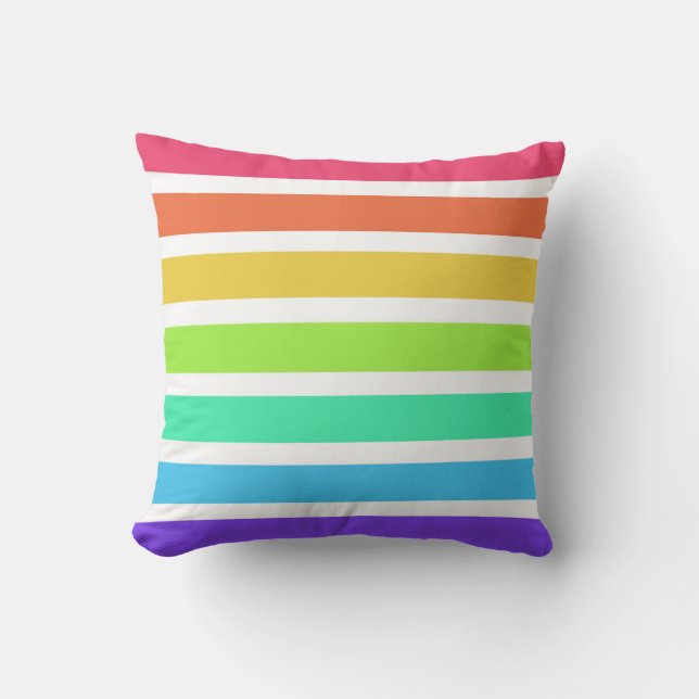 Bright rainbow stripes cushion (Front)