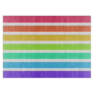 Bright rainbow stripes cutting board