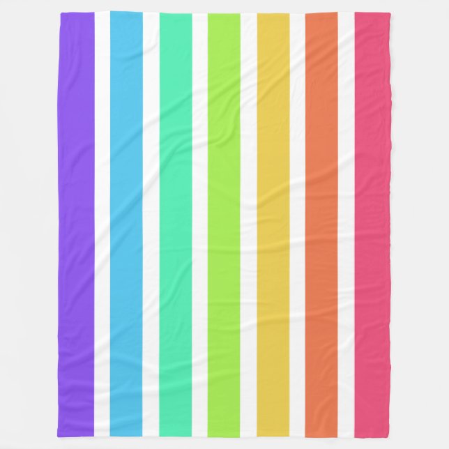 Bright rainbow stripes fleece blanket (Front)