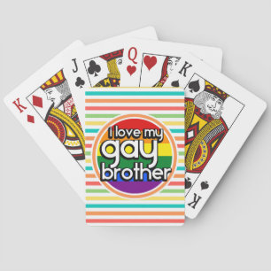 Bright Rainbow Stripes; Gay Brother Playing Cards