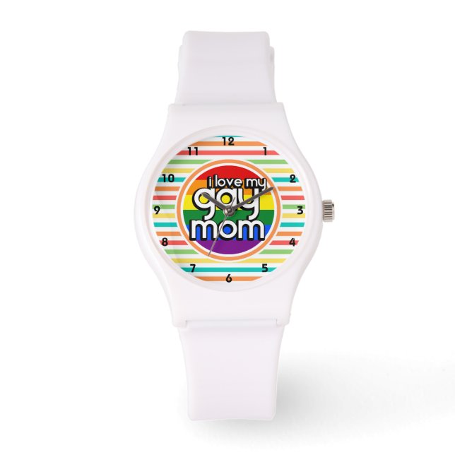 Bright Rainbow Stripes, Gay Mum Watch (Front)