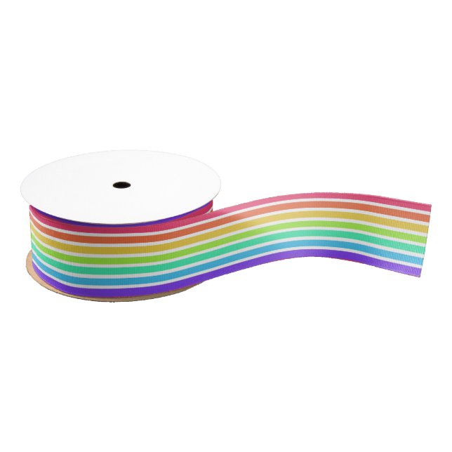 Bright rainbow stripes grosgrain ribbon (Spool)