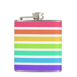 Bright rainbow stripes hip flask