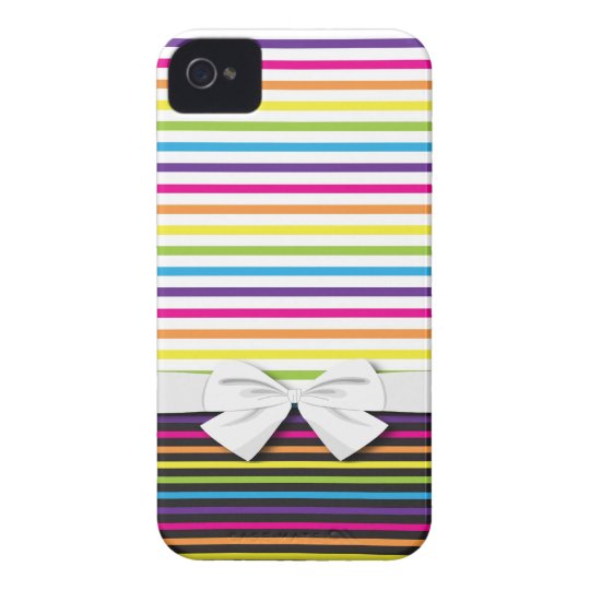 bright rainbow stripes pattern Case-Mate iPhone 4 cases