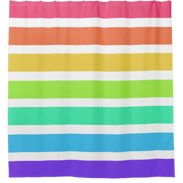 Bright rainbow stripes shower curtain (Front)