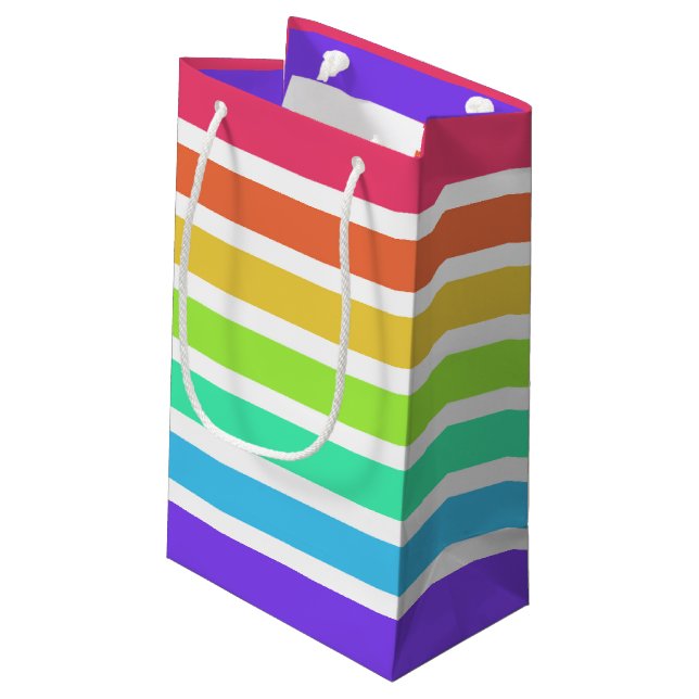 Bright rainbow stripes small gift bag (Back Angled)
