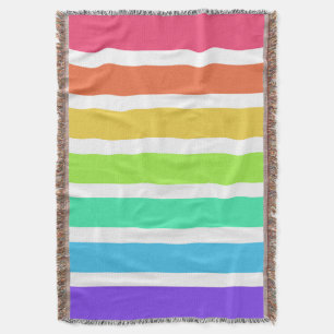 Bright rainbow stripes throw blanket