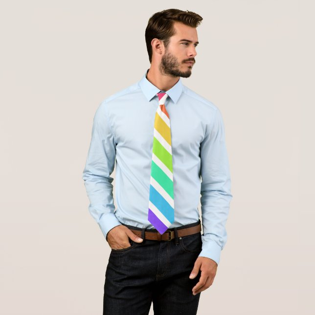 Bright rainbow stripes tie (In Situ)