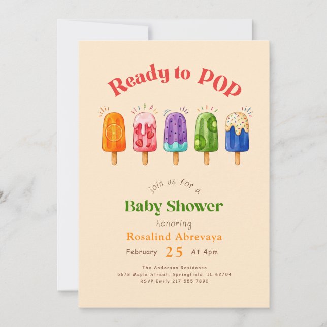 Bright Rainbow Summer Popsicle Baby Shower Invitation (Front)