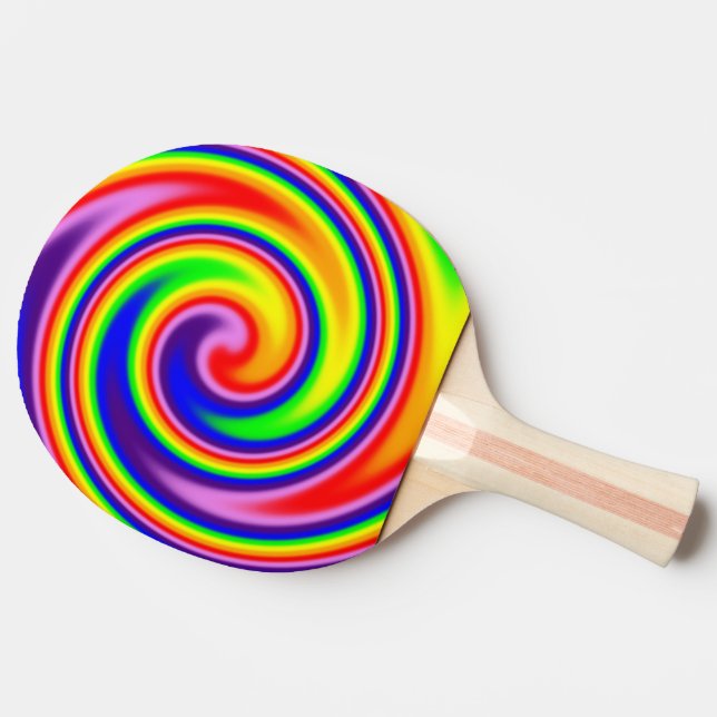 Bright Rainbow Swirl Retro Hippie Pride Art Ping Pong Paddle (Side)