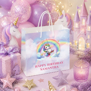 Bright Rainbow Unicorn Girl Birthday Gift Bag