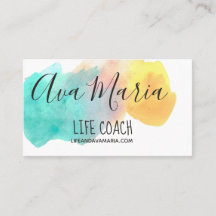 Bright Rainbow watercolor splash business card