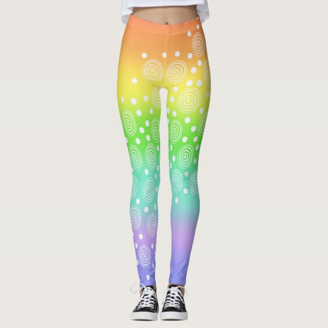 Bright Rainbow with Circles Leggings (Front)