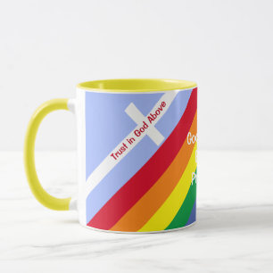 Bright Rainbow With Crosses Inspirational Cute Mug