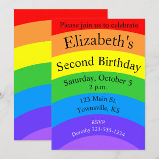 Bright Rainbow with Personalised Fields Invitation