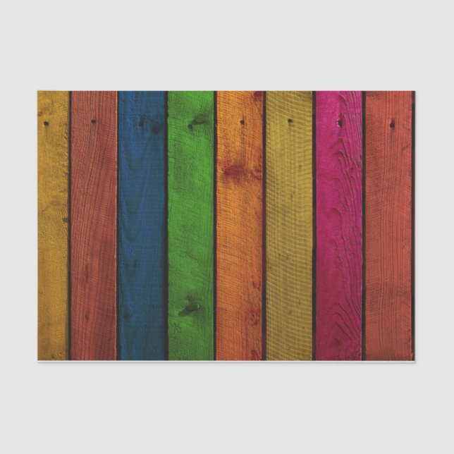 Bright Rainbow Wood Plank Tissue Paper (Front)