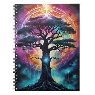 Bright Rainbow Yggdrasil Tree of Life Colourful Notebook