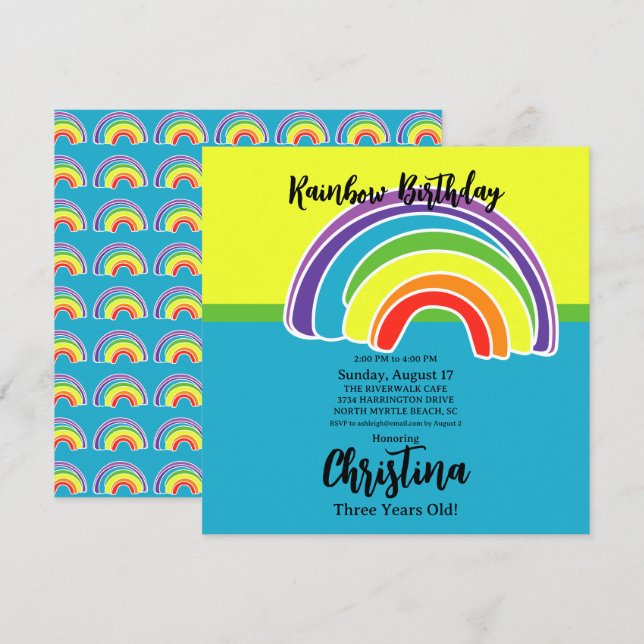 Bright Rainbows Birthday Party Invitation (Front/Back)