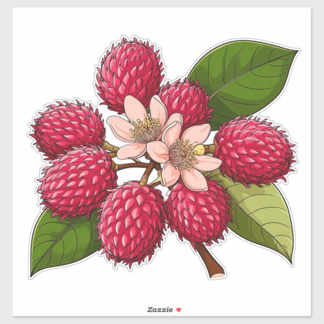 Bright Rambutan Cluster With Pink Flowers (Sheet)