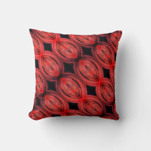 bright red and black abstract pattern cushion