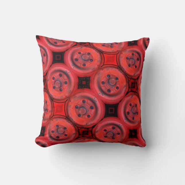 bright red and black abstract pattern cushion (Front)