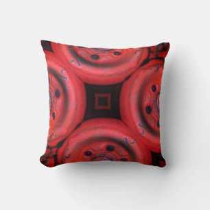 bright red and black abstract pattern cushion