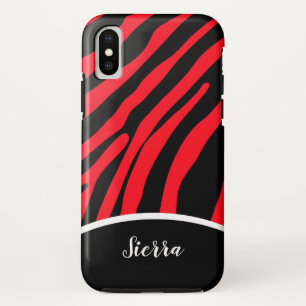 Bright Red and Black Zebra Stripe Phone Case