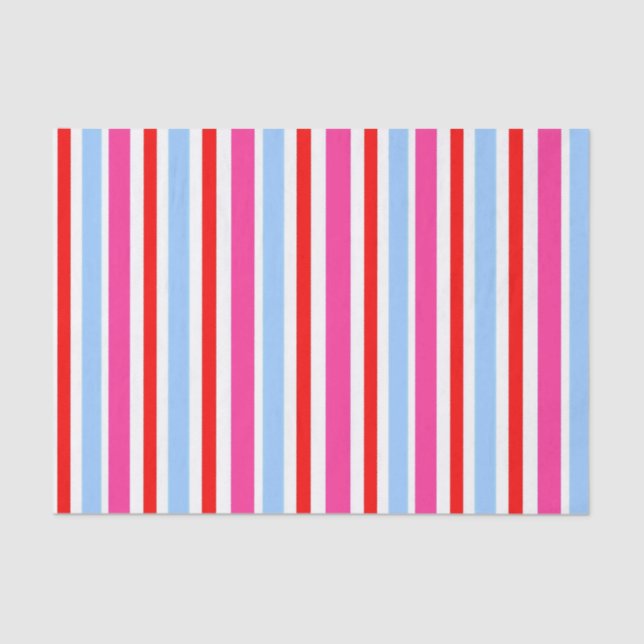 Bright Red and Blue Candy Stripes Tissue Paper (Front)