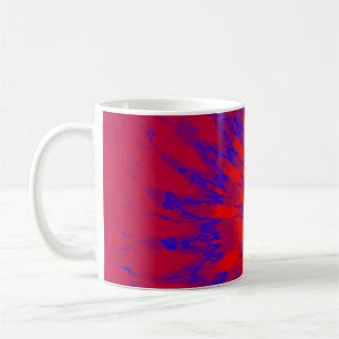 Bright Red and Blue Spiral Tie Dye Coffee Mug