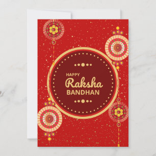 Bright red and gold Raksha Bandhan message Holiday Card