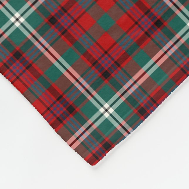 Bright Red and Green Plaid Maguire Tartan Fleece Blanket (Corner)