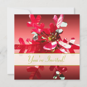 Bright Red and Green Poinsettia Party Invite
