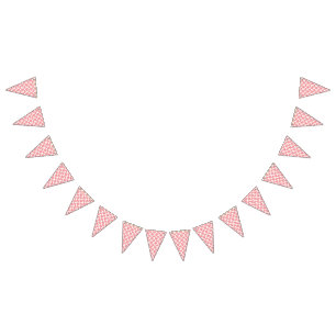 Bright red and pink floral wrapping paper featurin bunting 