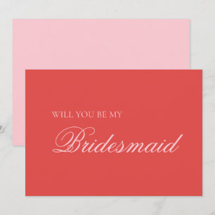 Bright Red and Pink Modern Bridesmaid Proposal Card
