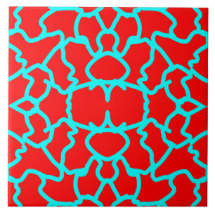 Bright red and teal attractive pattern tile