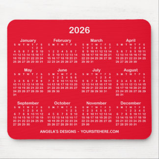Bright Red and White Calendar Promotional Mouse Mat