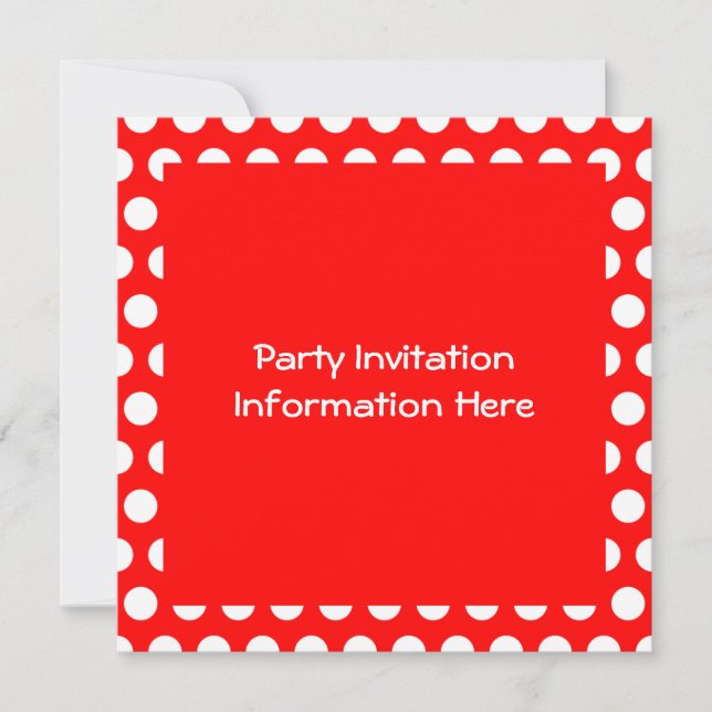 Bright Red and White Polka Dots Blank Invitation (Front)