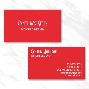 Bright Red and White Retro Bold Business Card