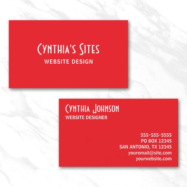 Bright Red and White Retro Bold Business Card (Bright Red and White Retro Bold Business Card)