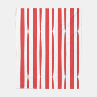 Bright Red and White scripted vertical Stripe Fleece Blanket